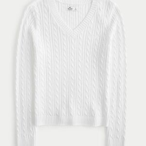 Hollister White Cable Knit Sweater
